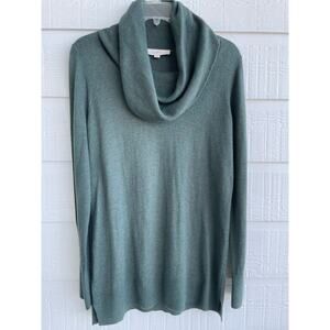 Ann Taylor Loft Cowl neck tunic sweater green Medium